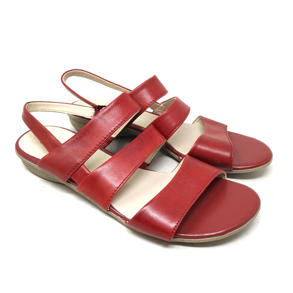 Josef Seibel Womens 39 Sandals Fabia 11 Red Leather Triple Strap Slingback
